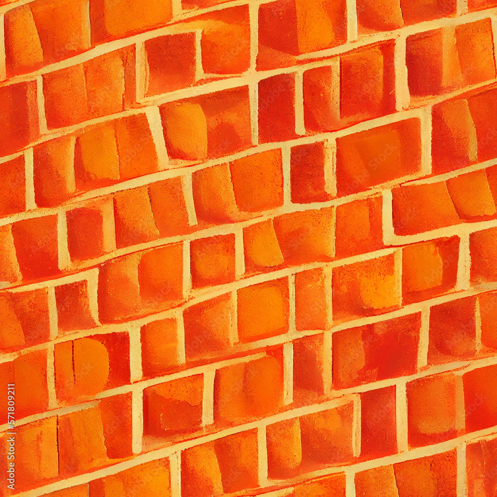 Obraz premium Cartoon orange brick wall. Seamless pattern illustration. Generative AI