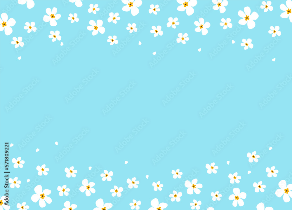 Spring background. . Spring flowers flat vector illustration on blue background