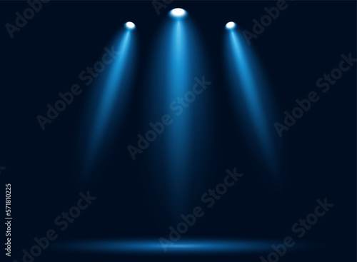 focus spotlight effect display in blue color background concept