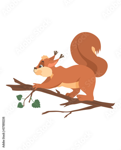 Wallpaper Mural Cute small squirrel jumping on tree branch vector Torontodigital.ca