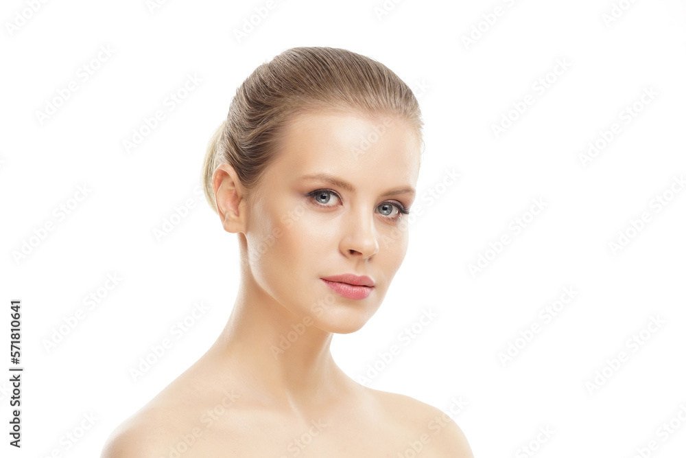 Close-up portrait of beautiful, fresh, healthy and sensual girl over white background Close-up portrait of beautiful, fresh, healthy and sensual girl over white background