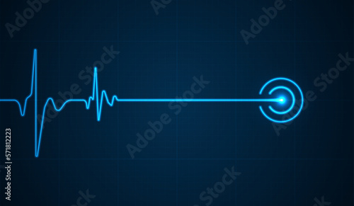 Emergency ekg monitoring. Blue glowing neon heart pulse. Heart beat. Electrocardiogram photo