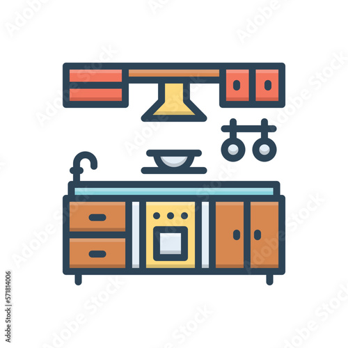 Color illustration icon for kitchen