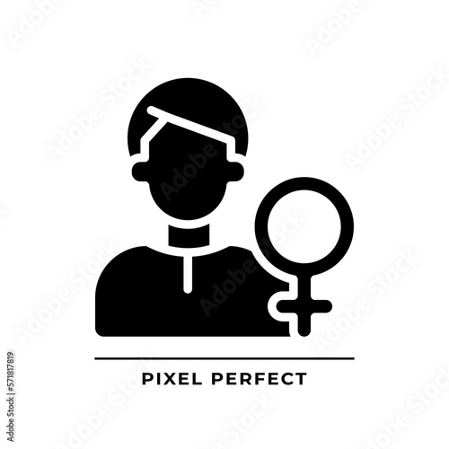 Animus black glyph icon. Image of man. Male qualities. Masculine part of woman personality. Psychoanalysis. Silhouette symbol on white space. Solid pictogram. Vector isolated illustration