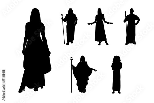 Set of silhouettes of ancient egypt people vector design