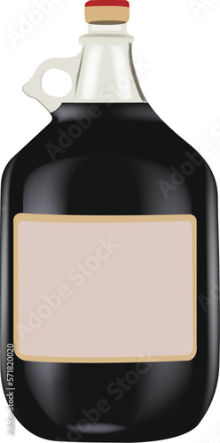 five-litre bottle containing red wine-