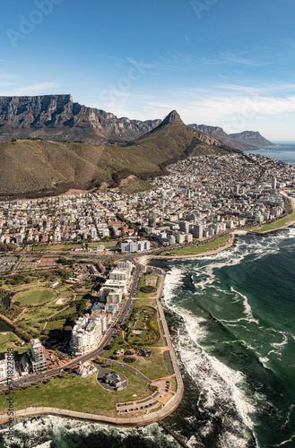 Green Point and Sea Point (Cape Town, South Africa), aerial view, shot from a helicopter
