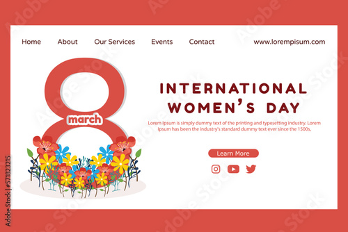 international women's day landing page vector illustration design