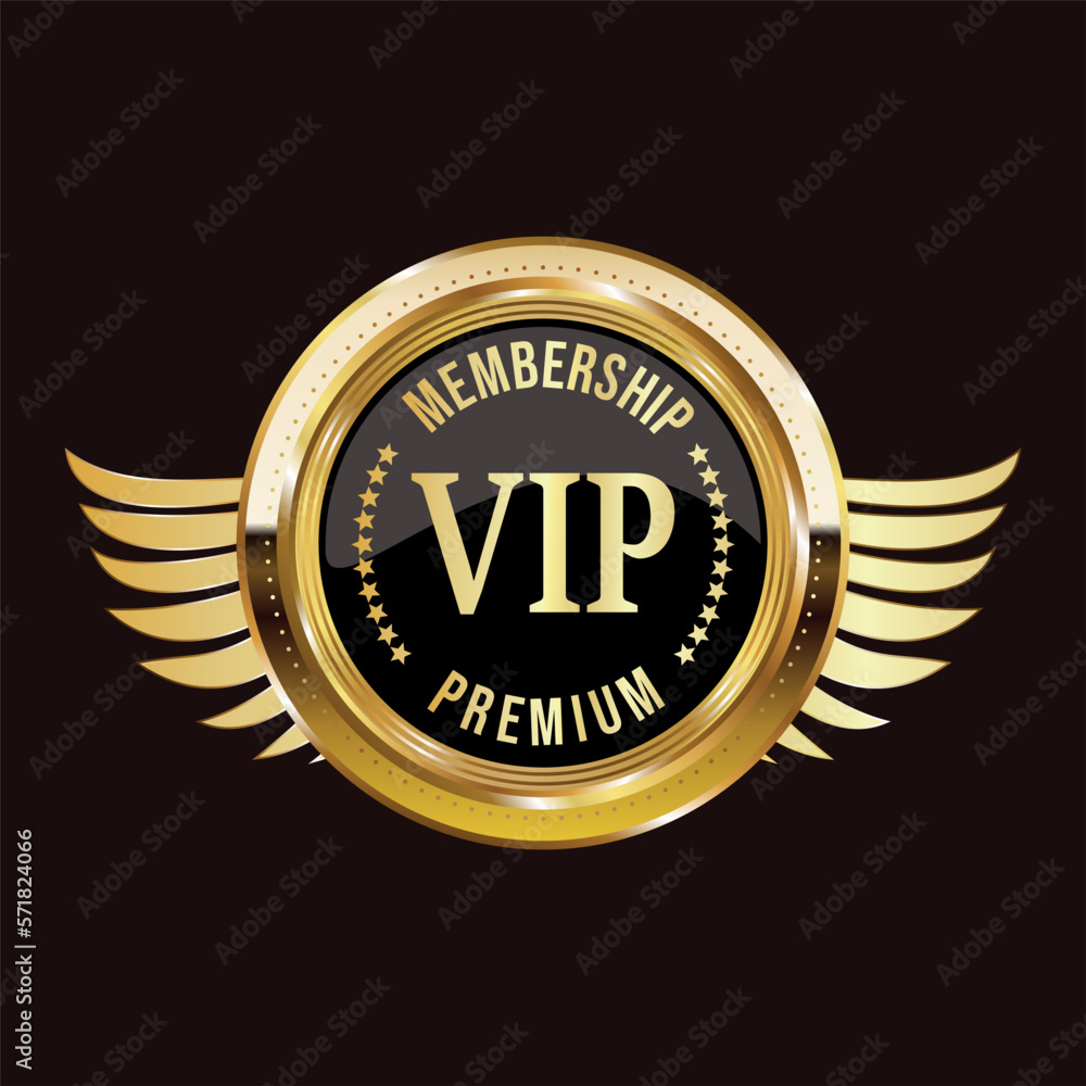 Naklejka premium Golden badge VIP premium member design isolated on black background 