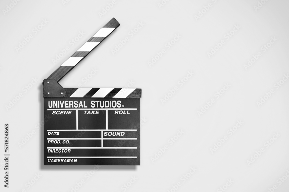 Classic film slate or clapboard on background