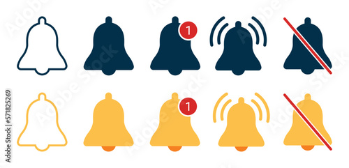 Notification bell icon. Notification block colorfulicon. New message notification icons. Vector illustration