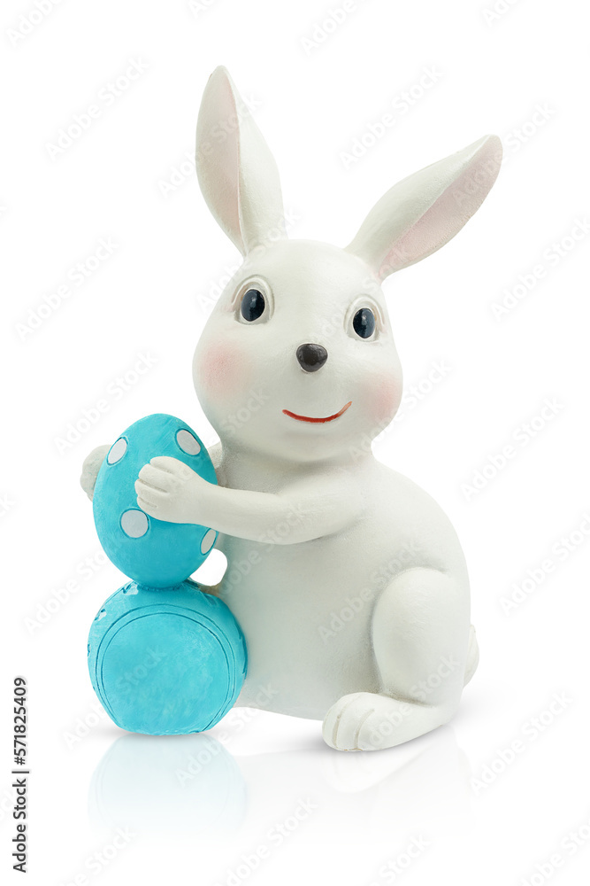 Obraz premium Ceramic Easter bunny with blue eggs