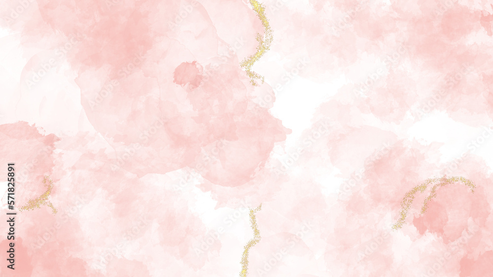 Pastel pink marble drawing effect. template for wedding invitation,decoration, banner, background, png file. Abstract watercolor or alcohol ink art pink background element with golden crackers.