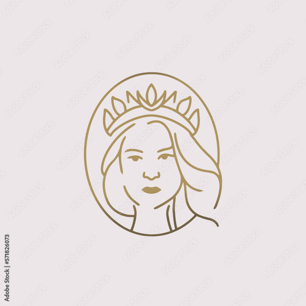 Beauty Lady With Crown Logo Salon Or Cosmetic Beauty Lady With Crown Logo Salon Or Cosmetic
