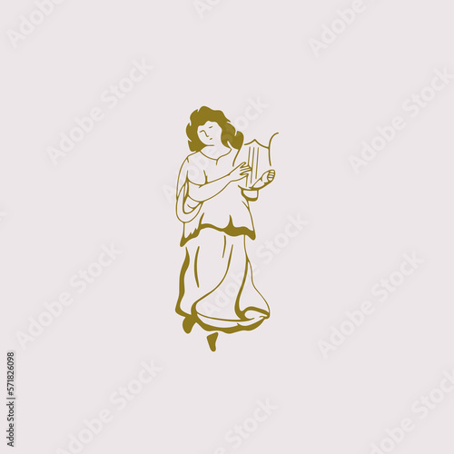 Goddes Lady Harp Logo Illustration Design