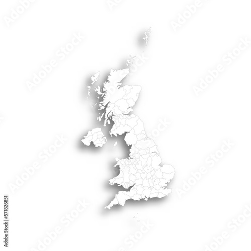 United Kingdom of Great Britain and Northern Ireland political map of administrative divisions - counties, unitary authorities and Greater London in England, districts of Northern Ireland, council