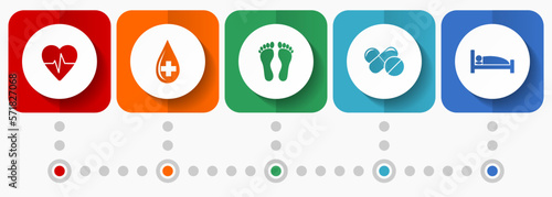 Hospital vector icons, medicine and hospital flat design web buttons collection, business concept infographic template