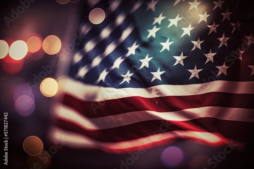 A cinematic view of the USA flag. Concept: The epicness of the USA flag. Generative ai,