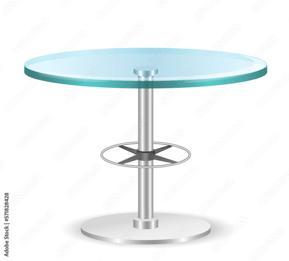modern glass round dining table isolated on white background 3D illustration modern glass round dining table isolated on white background 3D illustration