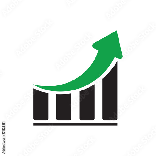 growing graph, bar chart, Flat icon isolated on the white background, flat design vector illustration.