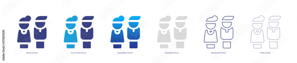 Parents icon set full style. Solid, disable, gradient, duotone, regular, thin. Vector illustration and transparent icon.