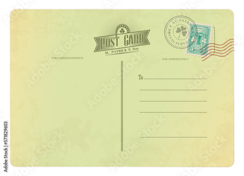 Saint patrick day antique postcard, postage stamp