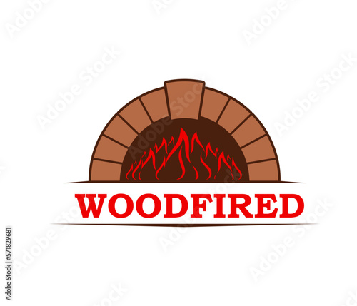 Fireplace, firewood chimney and hearth vector icon
