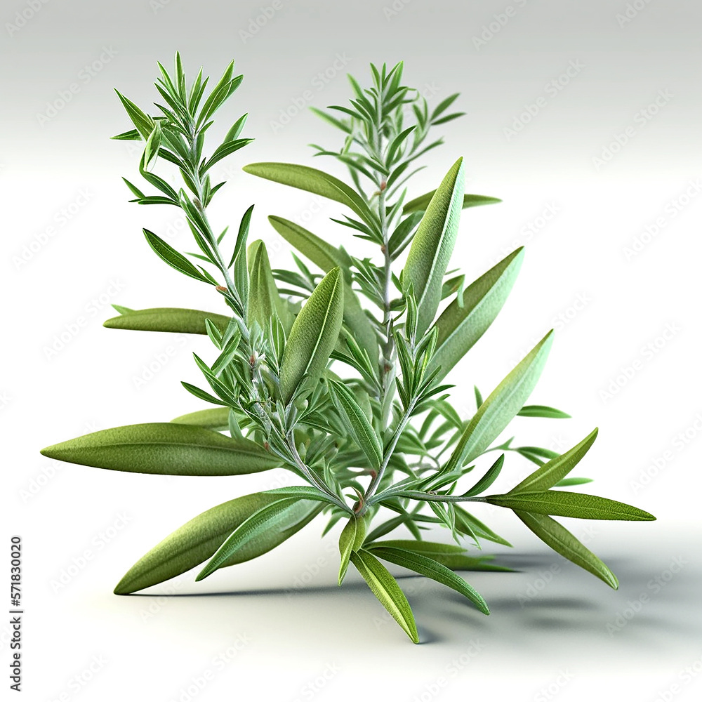 Fototapeta premium Tarragon plant isolated on white background. Generative AI