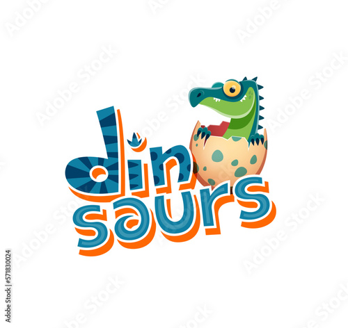 Cartoon funny dinosaur character and dino egg