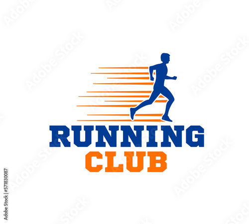 Running club icon, jogging sport symbol or sign