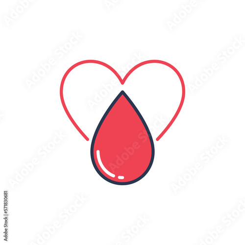 Blood Drop inside Heart vector concept colored icon