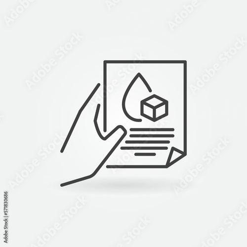 Blood Glucose Report or Test in Hand vector concept line icon or symbol