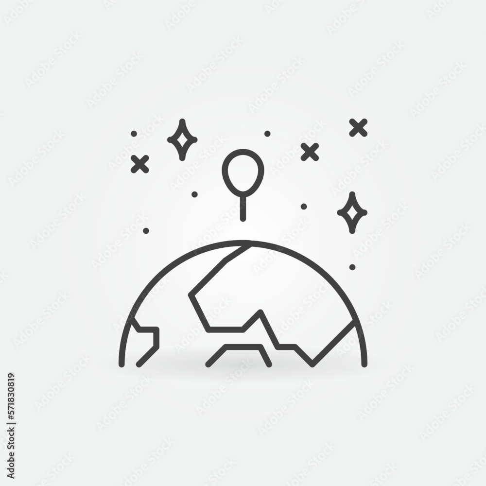 Earth and Radiosonde in Atmosphere vector concept linear icon Earth and Radiosonde in Atmosphere vector concept linear icon
