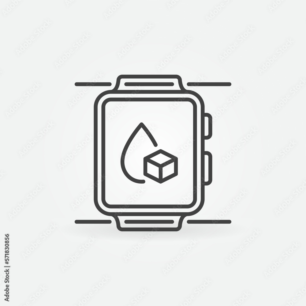 Glucometer in Smartwatch vector Blood Glucose Monitoring outline icon Glucometer in Smartwatch vector Blood Glucose Monitoring outline icon