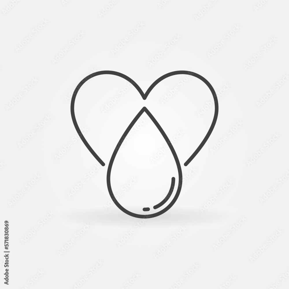 Heart with Blood Drop vector concept icon in outline style Heart with Blood Drop vector concept icon in outline style