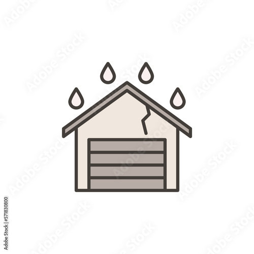 Garage with Roof Leak vector Water Damage concept colored icon or symbol