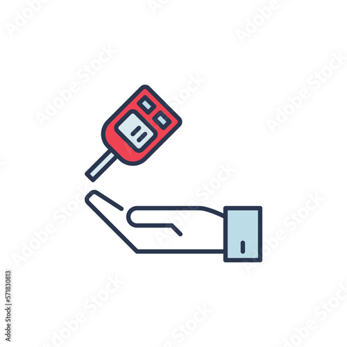 Glucometer and Hand vector concept colored icon or symbol