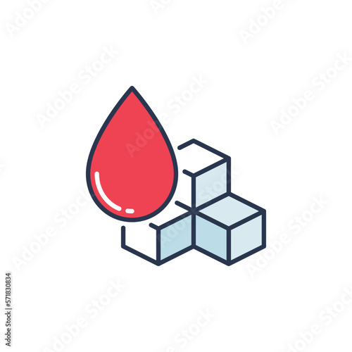Glycemia vector Sugar in Red Blood Drop concept colored icon