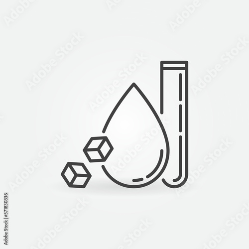 Glucose in Blood with Test Tube vector Glycemia concept line icon