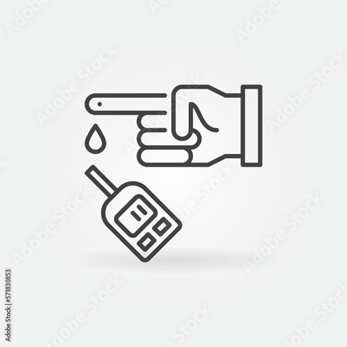 Glucometer Blood Test vector concept outline icon or sign