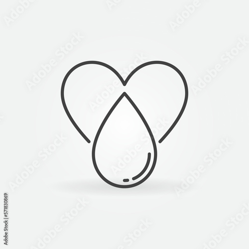 Heart with Blood Drop vector concept icon in outline style