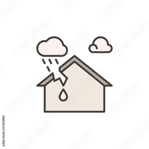 House with Roof Leak vector concept colored icon