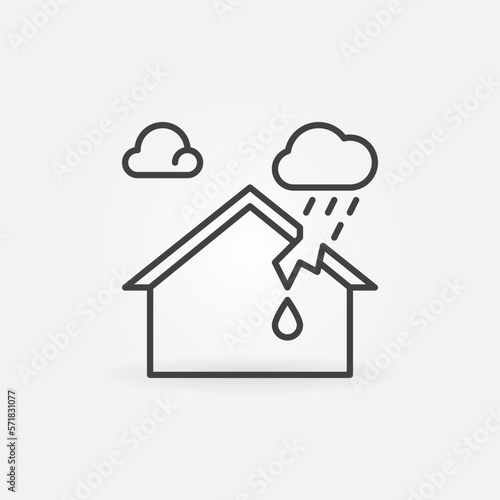 Roof Leak vector concept linear icon or sign
