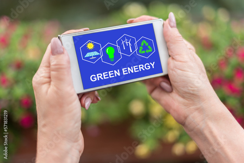 Green energy concept on a smartphone