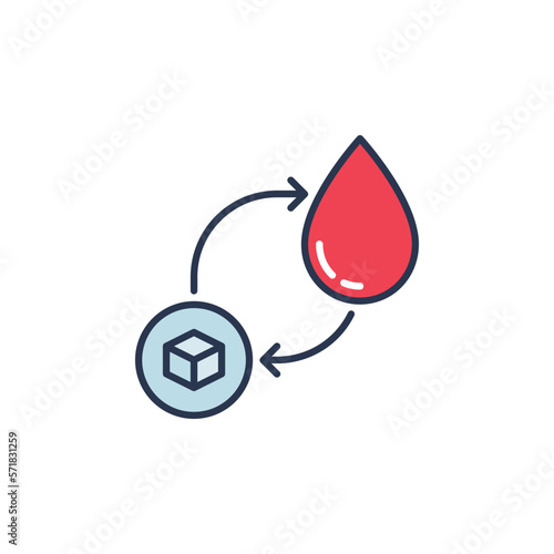 Sugar in Red Blood Drop vector Glycemia concept colored icon