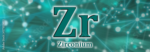 Zr symbol. Zirconium chemical element