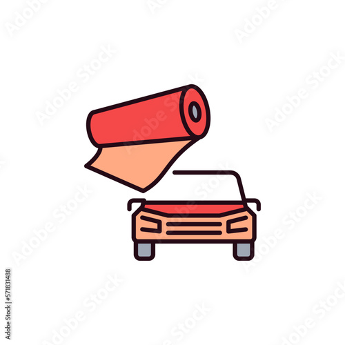 Vinyl Film with Vehicle vector Wrapping concept colored icon