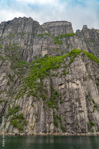 The famous Preikestolen in Norway, view from the water