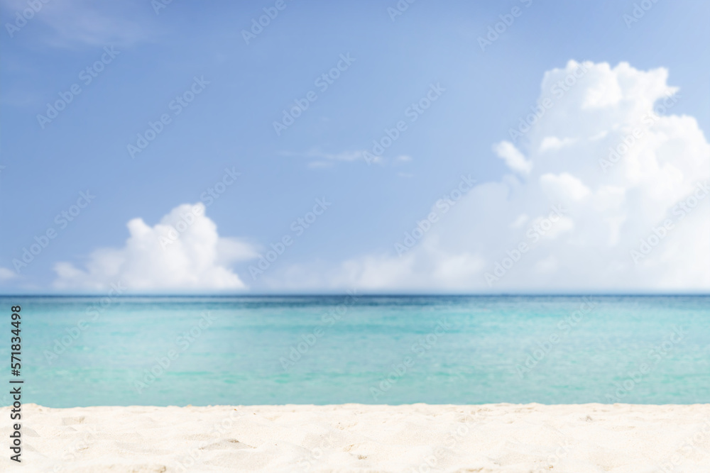 Bright sand beach, sea and beautiful sky with clouds Bright sand beach, sea and beautiful sky with clouds