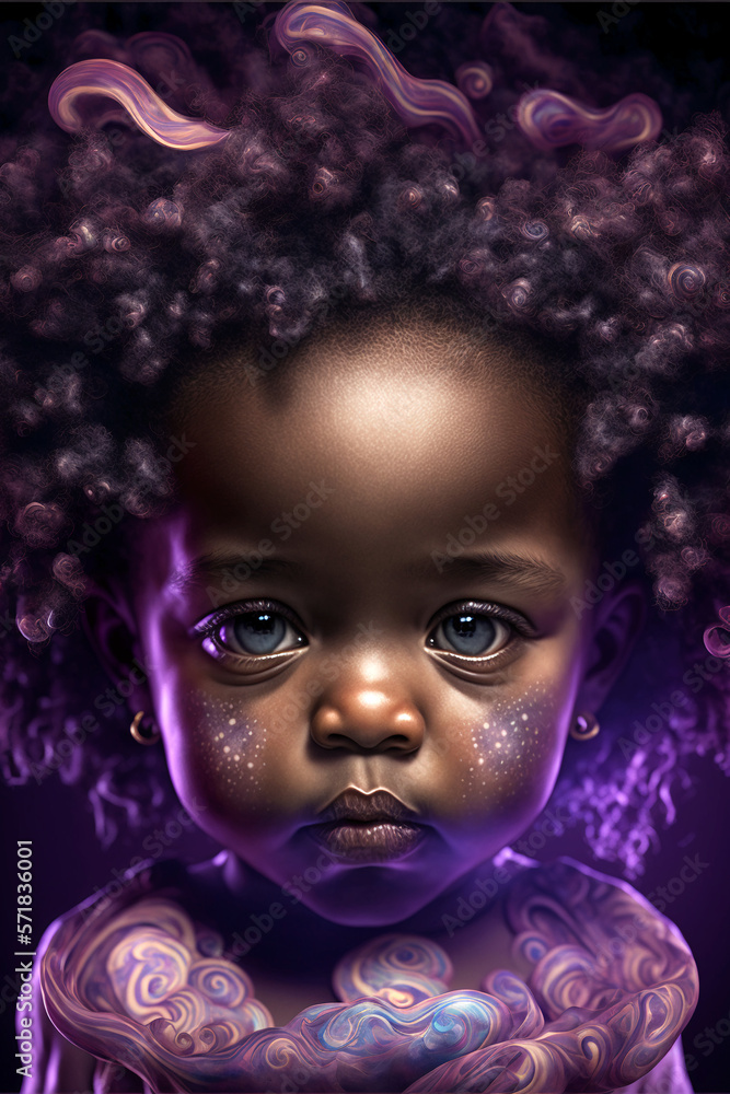 Cute African baby with big eyes, Generative AI